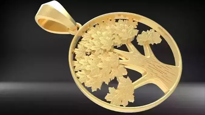 VINTAGE MAPLE TREE PENDANT CHARM NECKLACE Jewelry