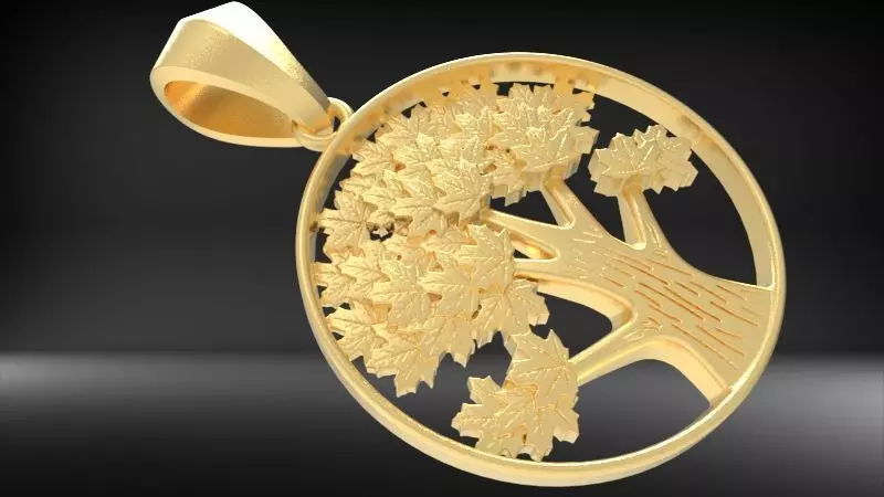 VINTAGE MAPLE TREE PENDANT CHARM NECKLACE Jewelry 3D print model