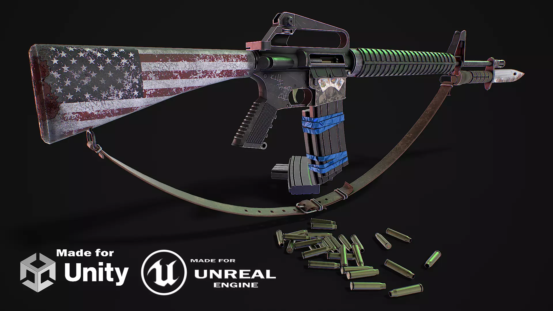 Assault rifle 3D model Low-poly 3D model_0