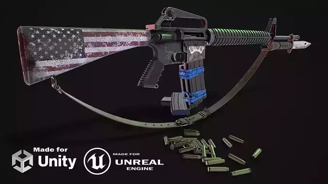Assault rifle 3D model Low-poly 3D model