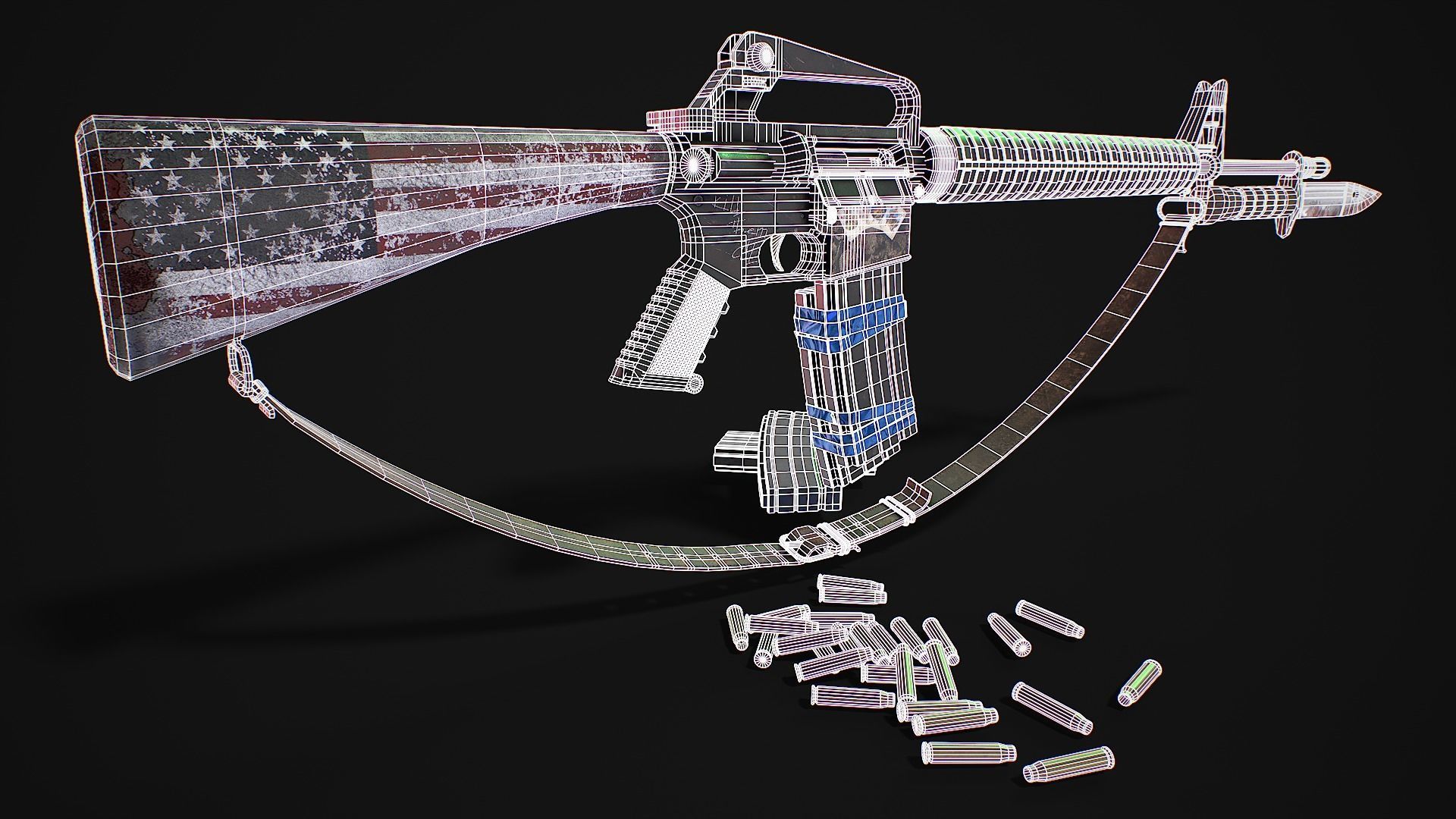 Assault rifle 3D model Low-poly 3D model_4