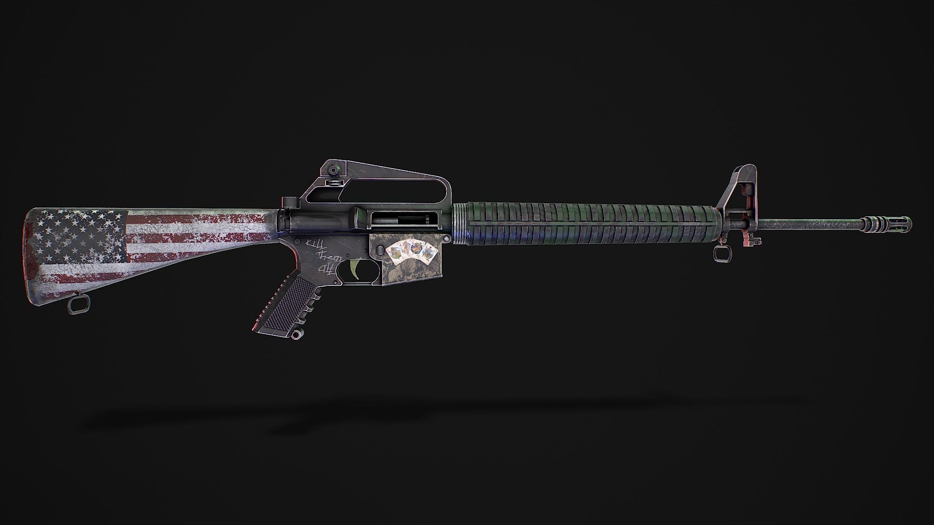 Assault rifle 3D model Low-poly 3D model_9