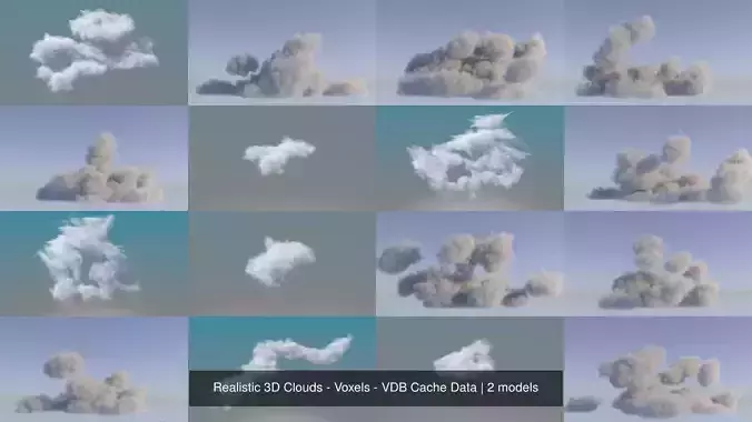 Realistic 3D Clouds - Voxels - VDB Cache Data 3D Model Collection