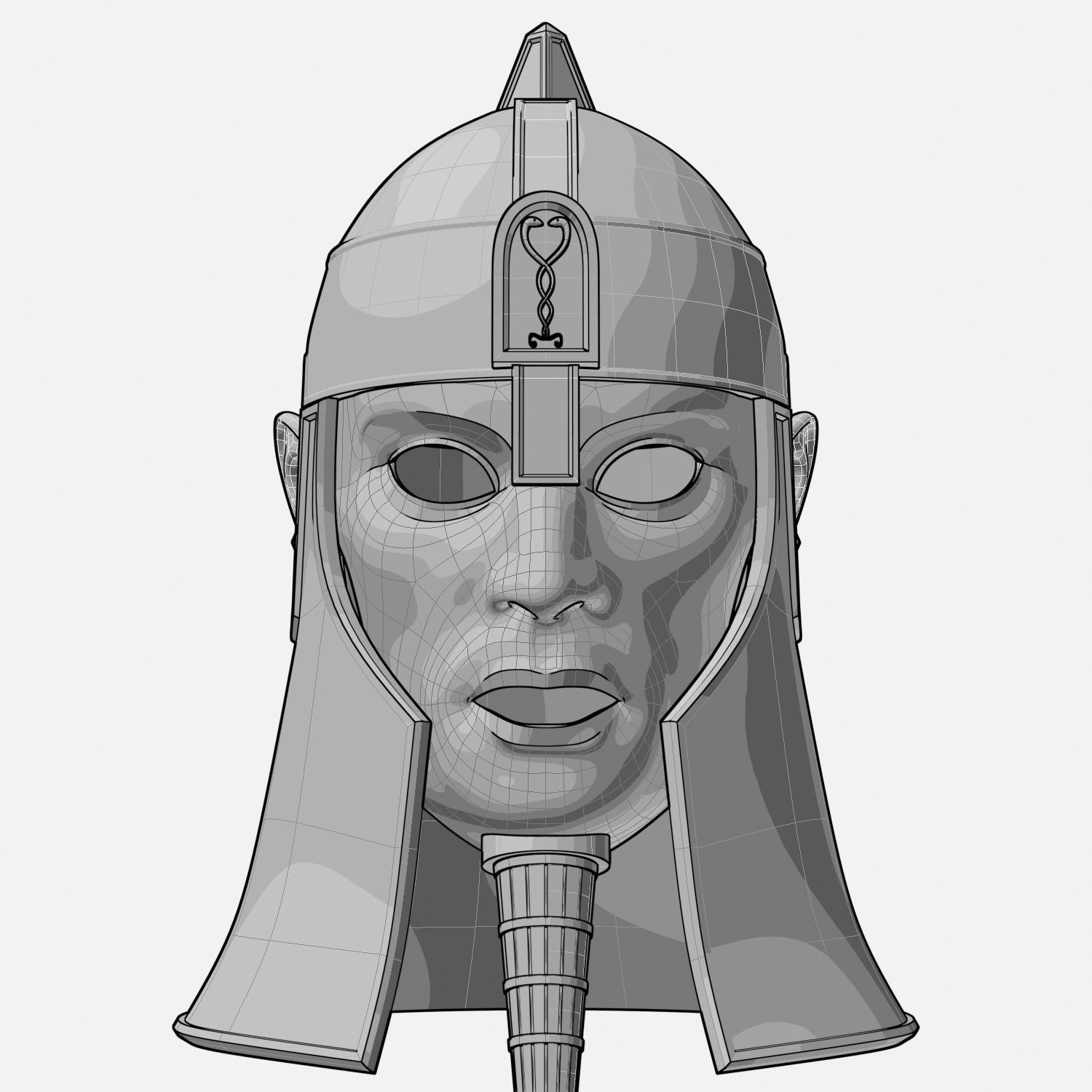 Ancient Mesopotamia Fantasy Helmet 3D Print Ready 3D print model_18