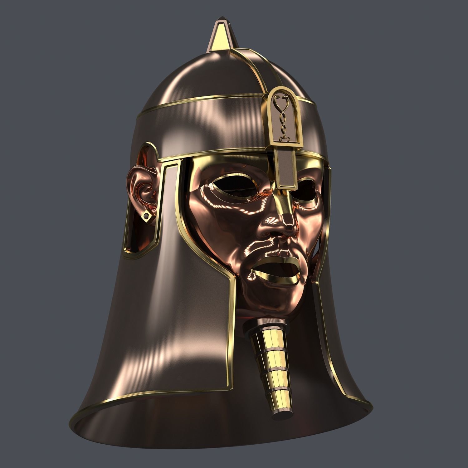 Ancient Mesopotamia Fantasy Helmet 3D Print Ready 3D print model_4