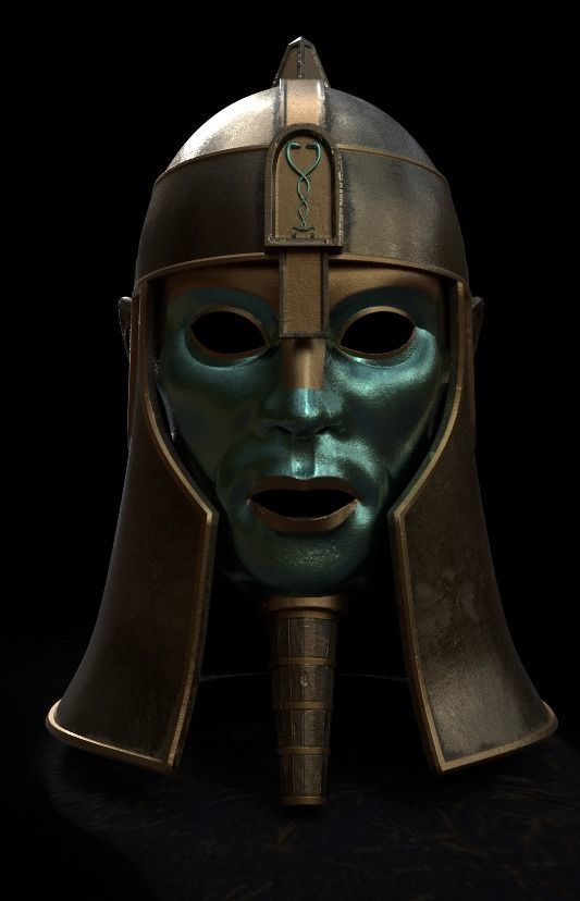 Ancient Mesopotamia Fantasy Helmet 3D Print Ready 3D print model_1