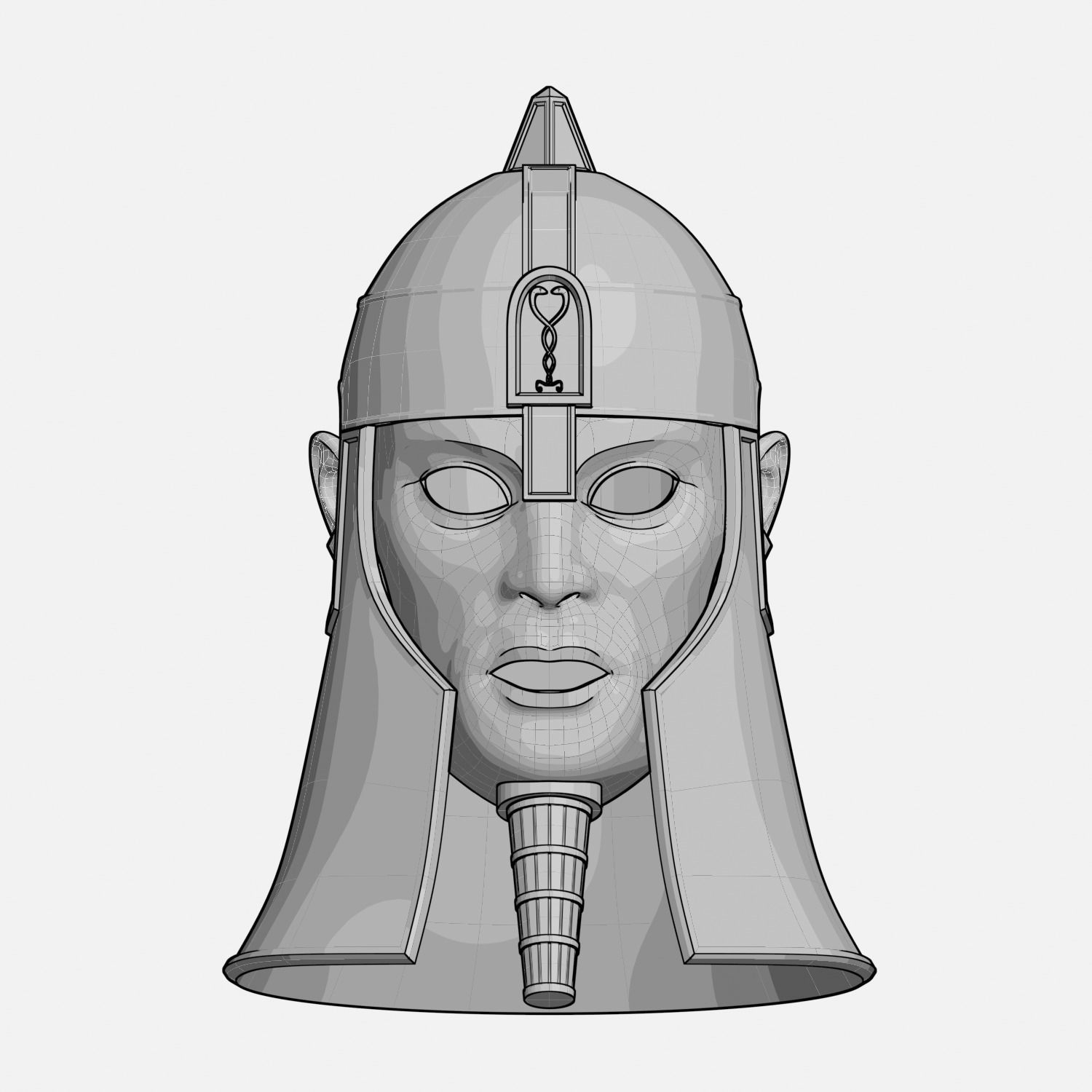 Ancient Mesopotamia Fantasy Helmet 3D Print Ready 3D print model_17