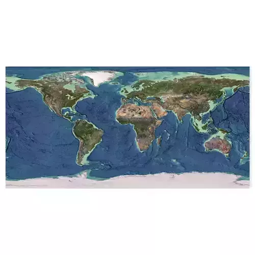 World Map with Detailed Relief and Ocean Floor 3D model