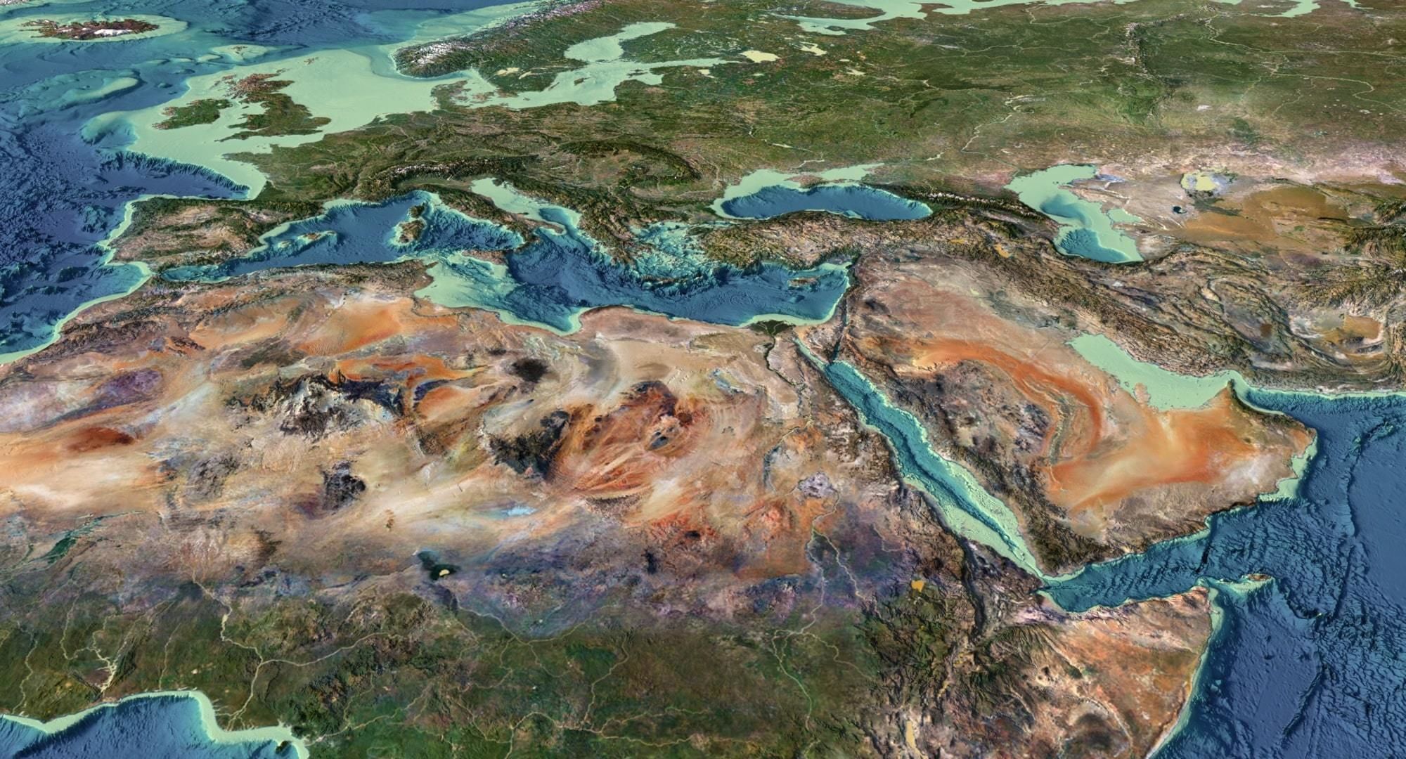 World Map with Detailed Relief and Ocean Floor 3D model_10