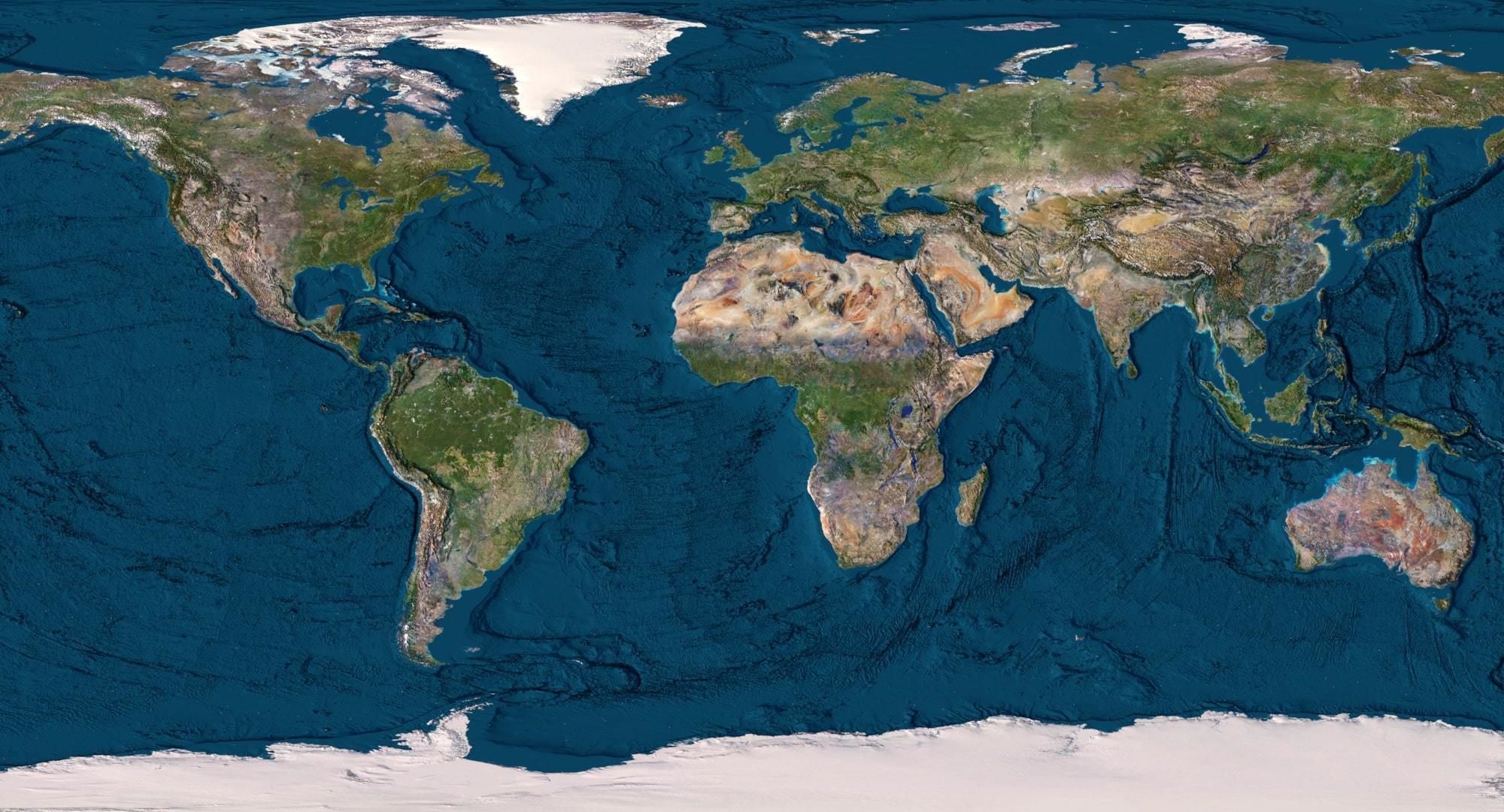 World Map with Detailed Relief and Ocean Floor 3D model_2