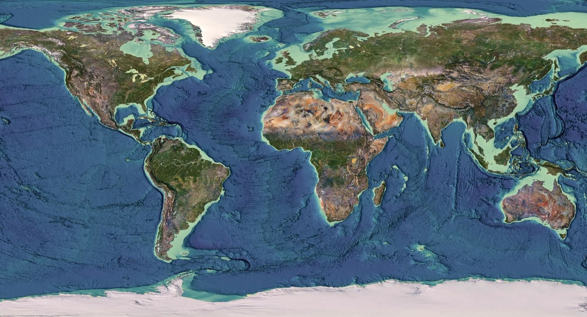 World Map with Detailed Relief and Ocean Floor 3D model_1