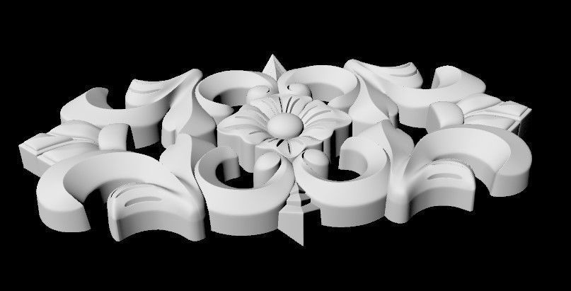 Central decor ornament for furniture 3D model_4