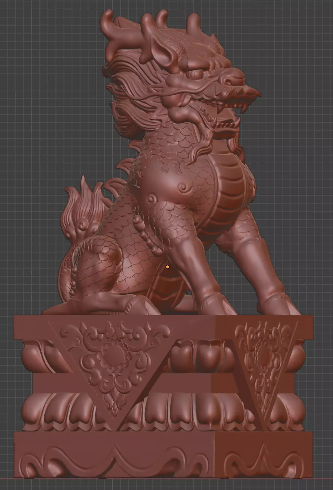 Stone lions gather ancient Chinese animal guarding the gate 3D print model_3