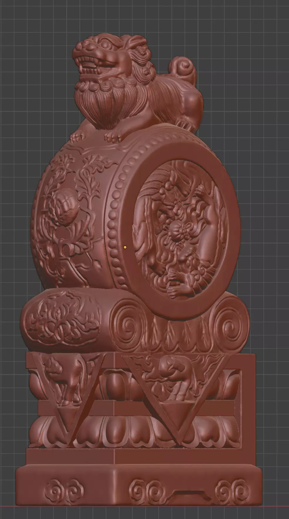 Stone lions gather ancient Chinese animal guarding the gate 3D print model_2