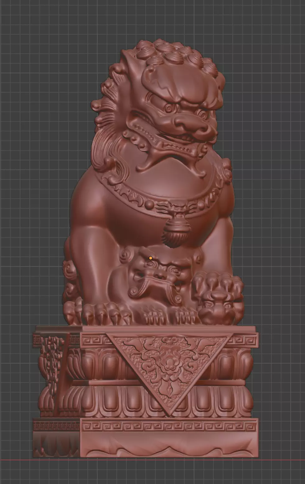 Stone lions gather ancient Chinese animal guarding the gate 3D print model_12