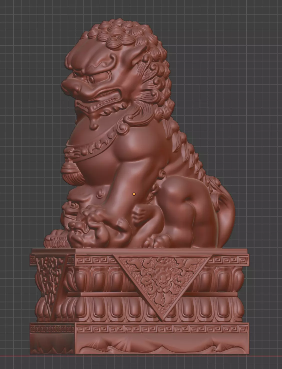Stone lions gather ancient Chinese animal guarding the gate 3D print model_13