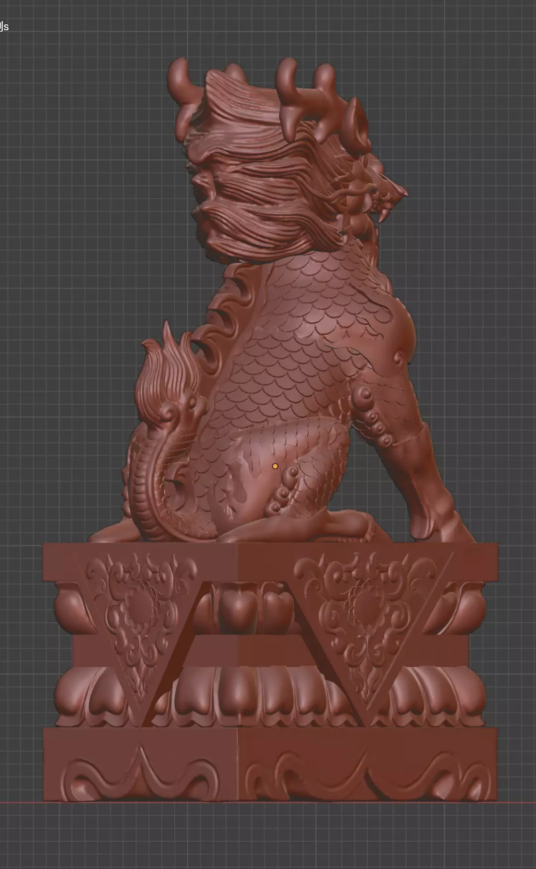 Stone lions gather ancient Chinese animal guarding the gate 3D print model_4