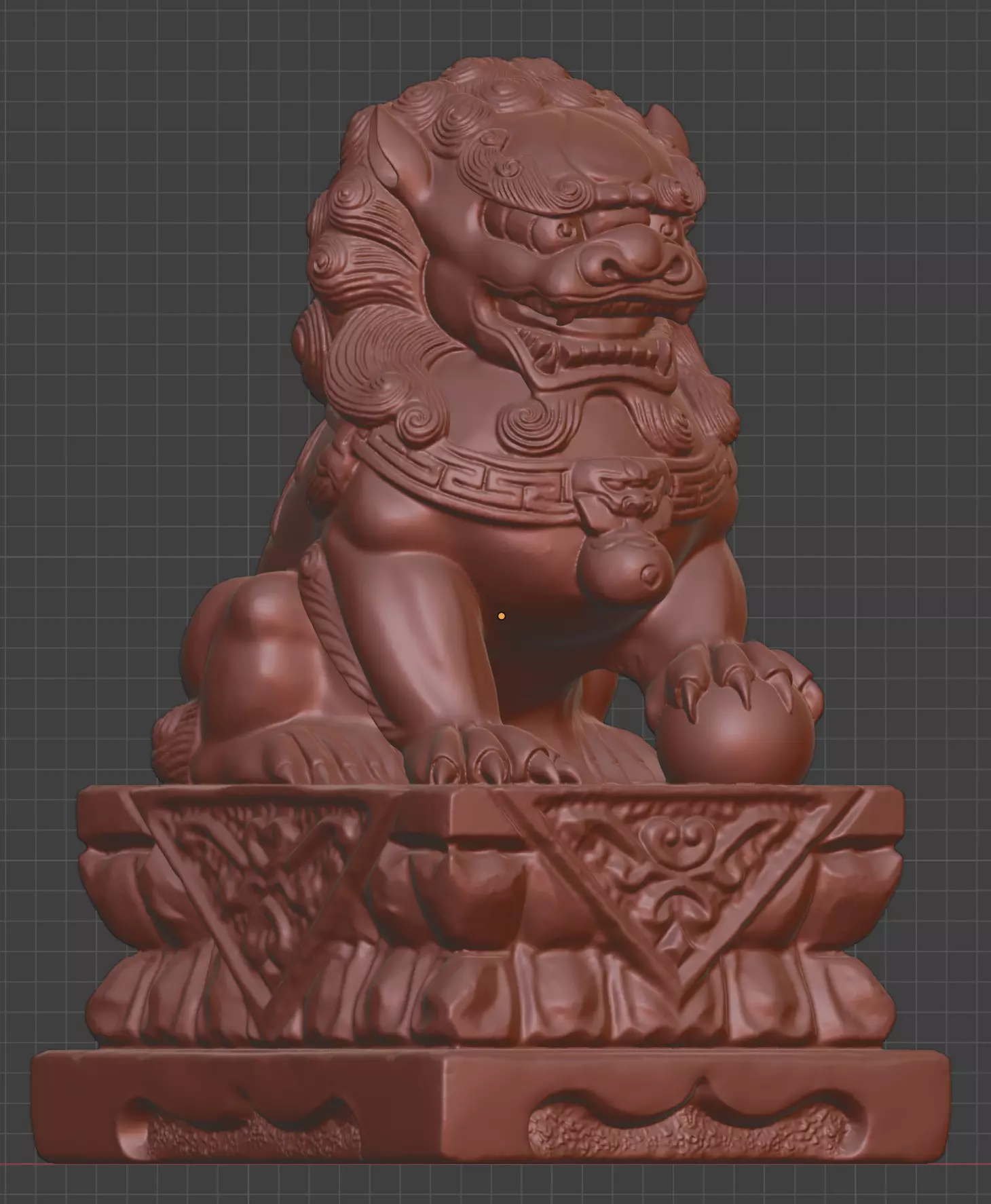 Stone lions gather ancient Chinese animal guarding the gate 3D print model_5