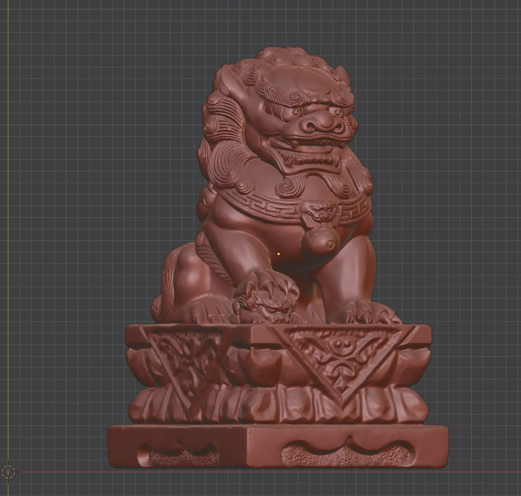 Stone lions gather ancient Chinese animal guarding the gate 3D print model_7
