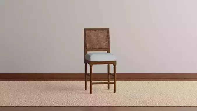 Cane Back Oak Counter Stool