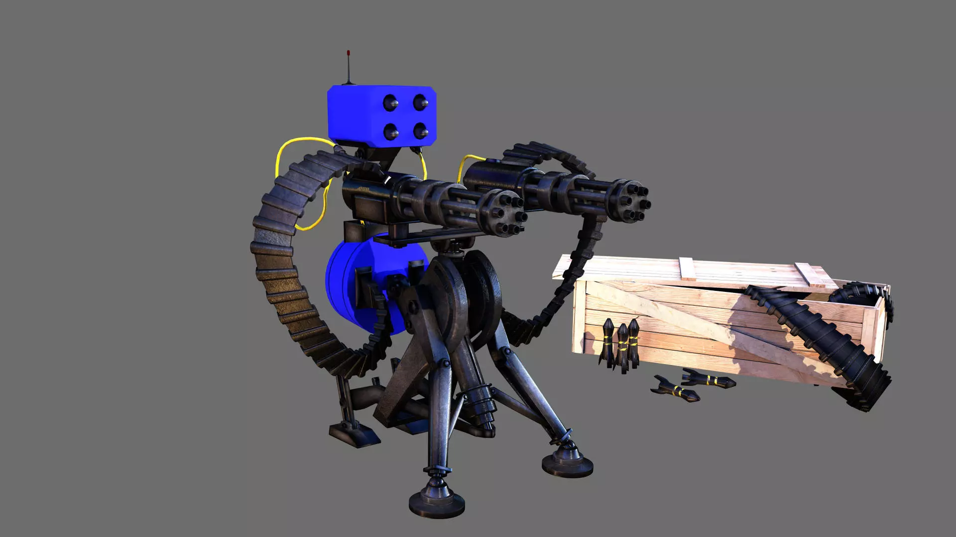 TF2 Sentry gun with munition 3D model_0