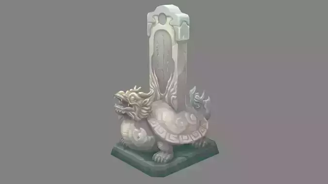 Cartoon tortoise Sculpture 2  - Asian Stele - tombstone