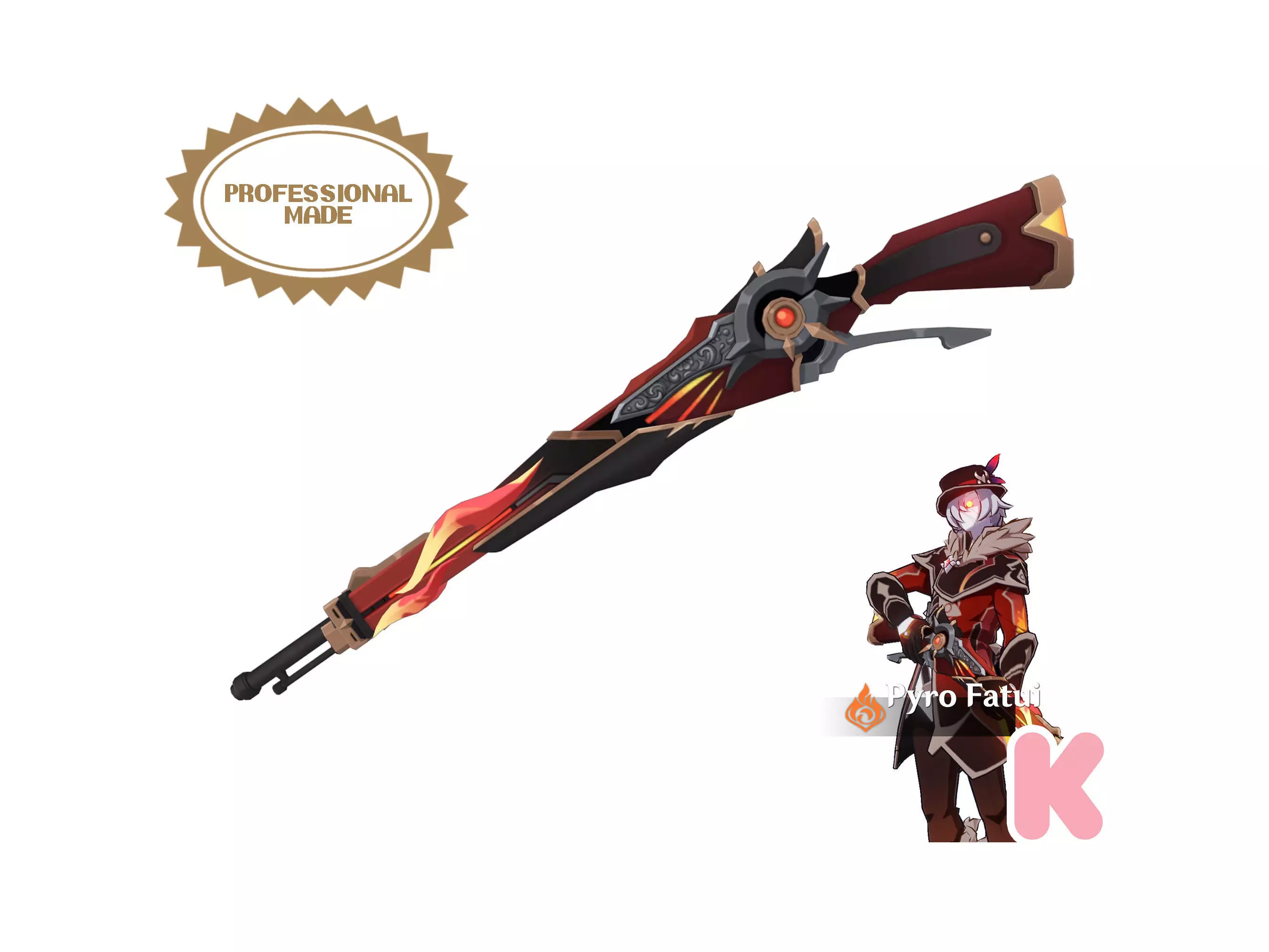 Fatui Pyro Gun - Genshin Impact Cosplay 3D print model_0