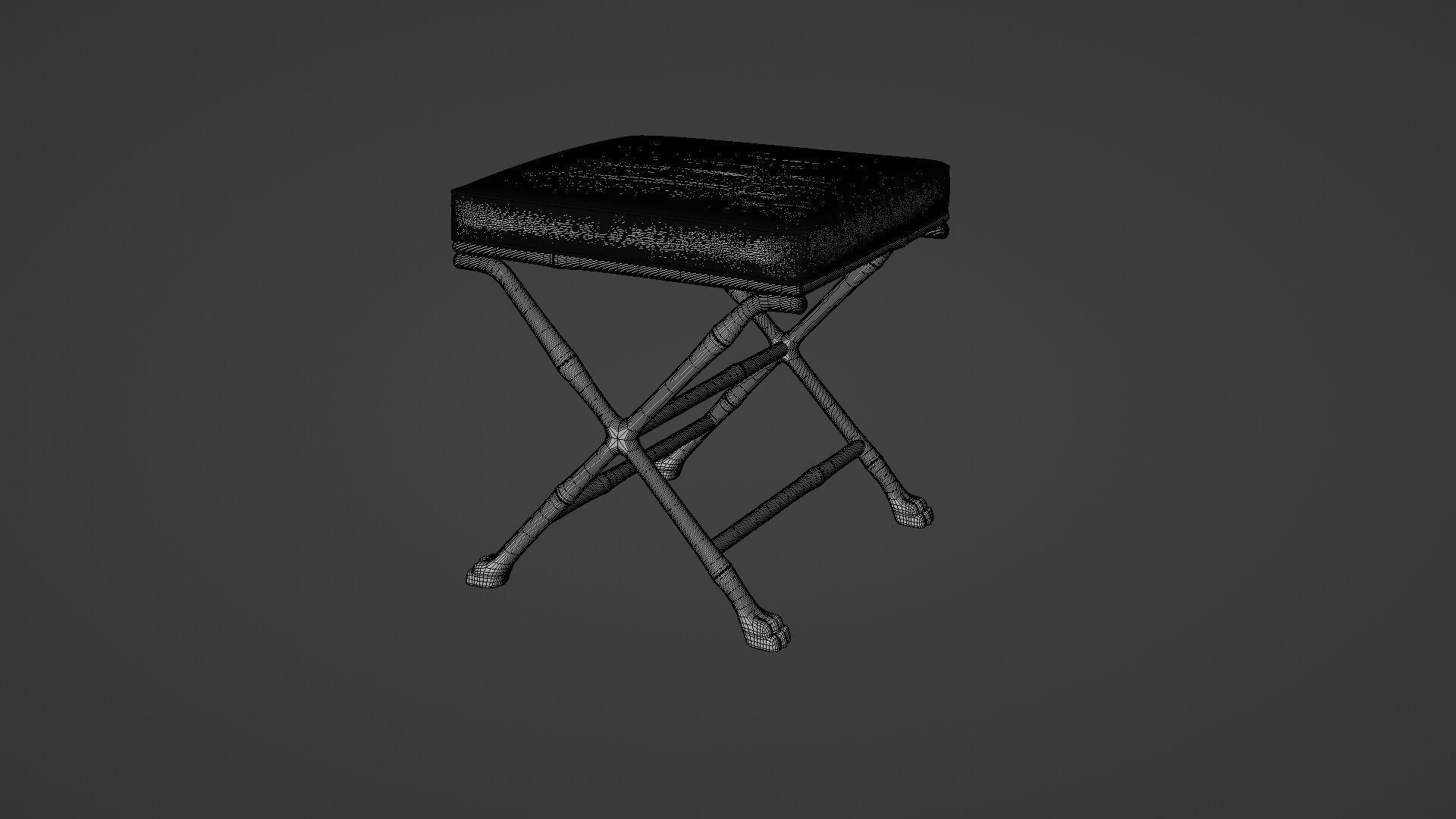 Faux Bamboo Footstool 3D model_6