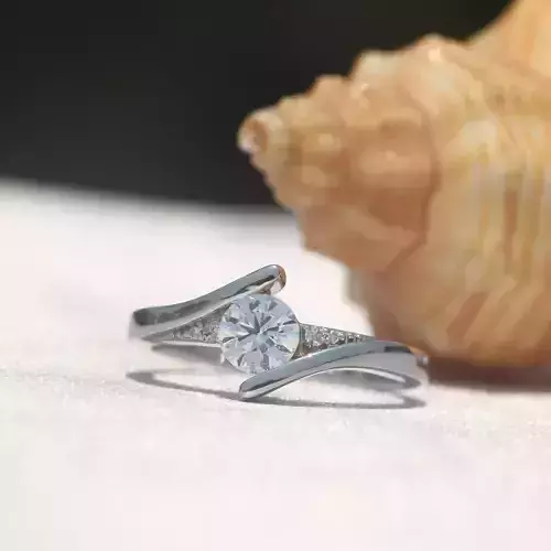 Round Cut Twisted Band Engagement Ring 3D Model