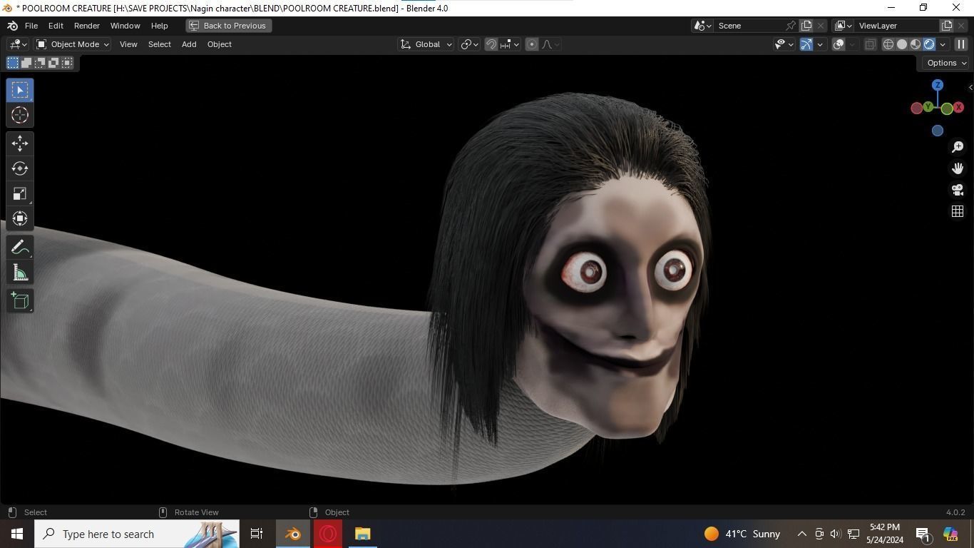 Snake Horror Creature From PoolRoom Horror Game 3D model_10