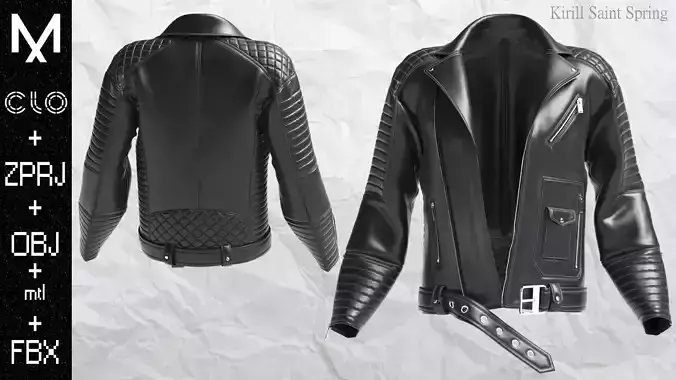 Jacket Motorcycle Marvelous designer Clo3d OBJ mtl FBX ZPRJ