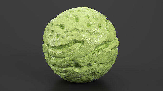 Pistachio Flavor Ice Cream Ball 3D model 2