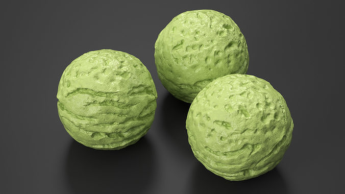 Pistachio Flavor Ice Cream Ball 3D model 3