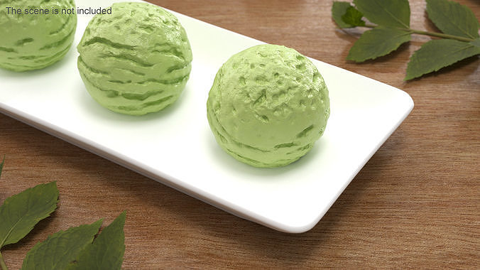 Pistachio Flavor Ice Cream Ball 3D model