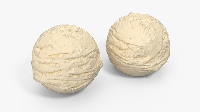 Vanilla Ice Cream Scoop 3D model 4