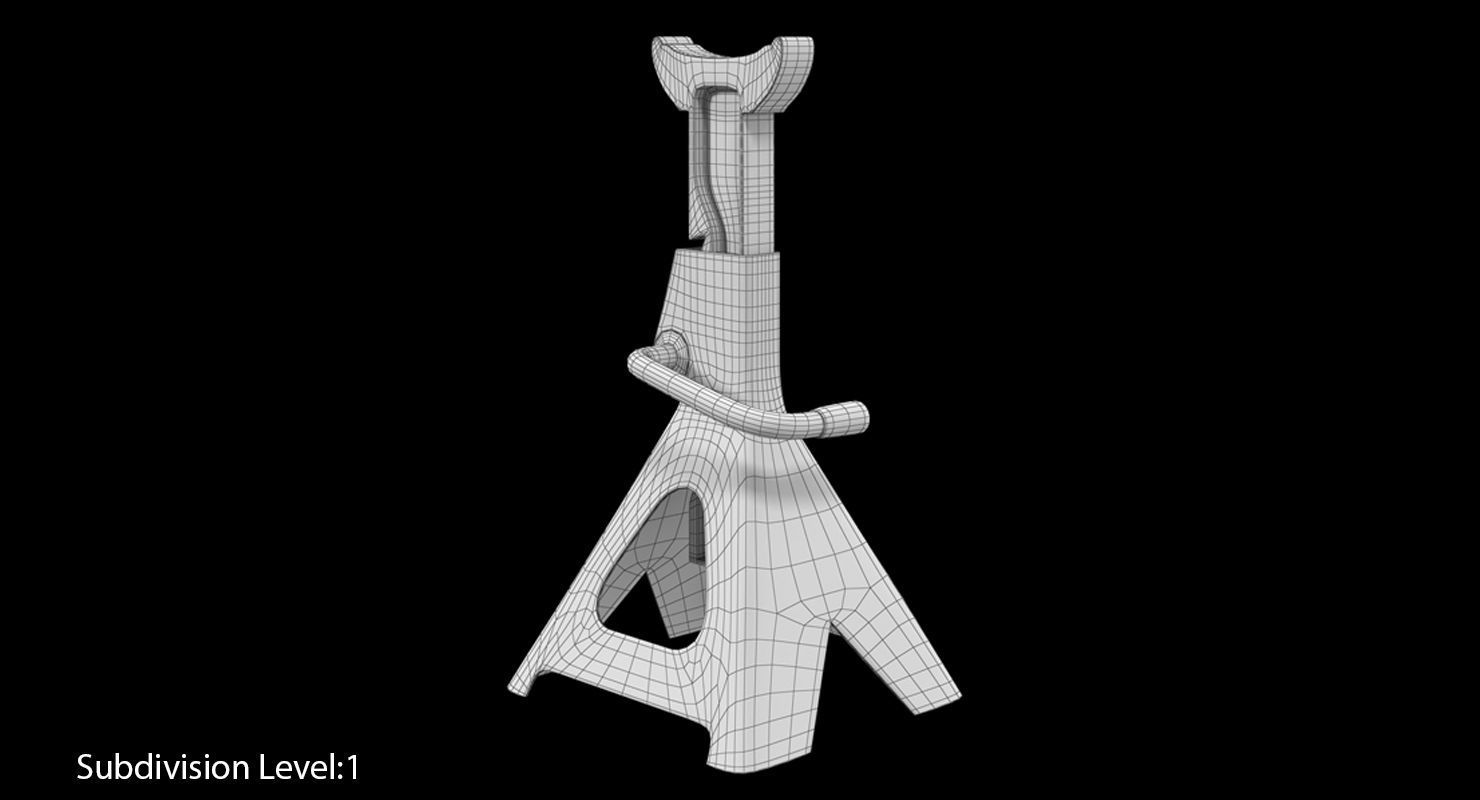 Jack Stand Black Low-poly 3D model_10