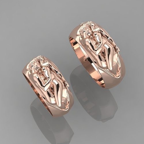  wedding rings  Man and woman ko0008 3D print model