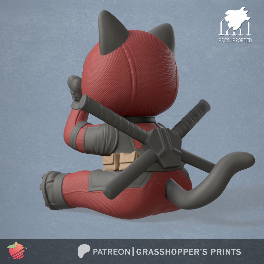 Catpool aka Deadpool Cat 3D print model_4