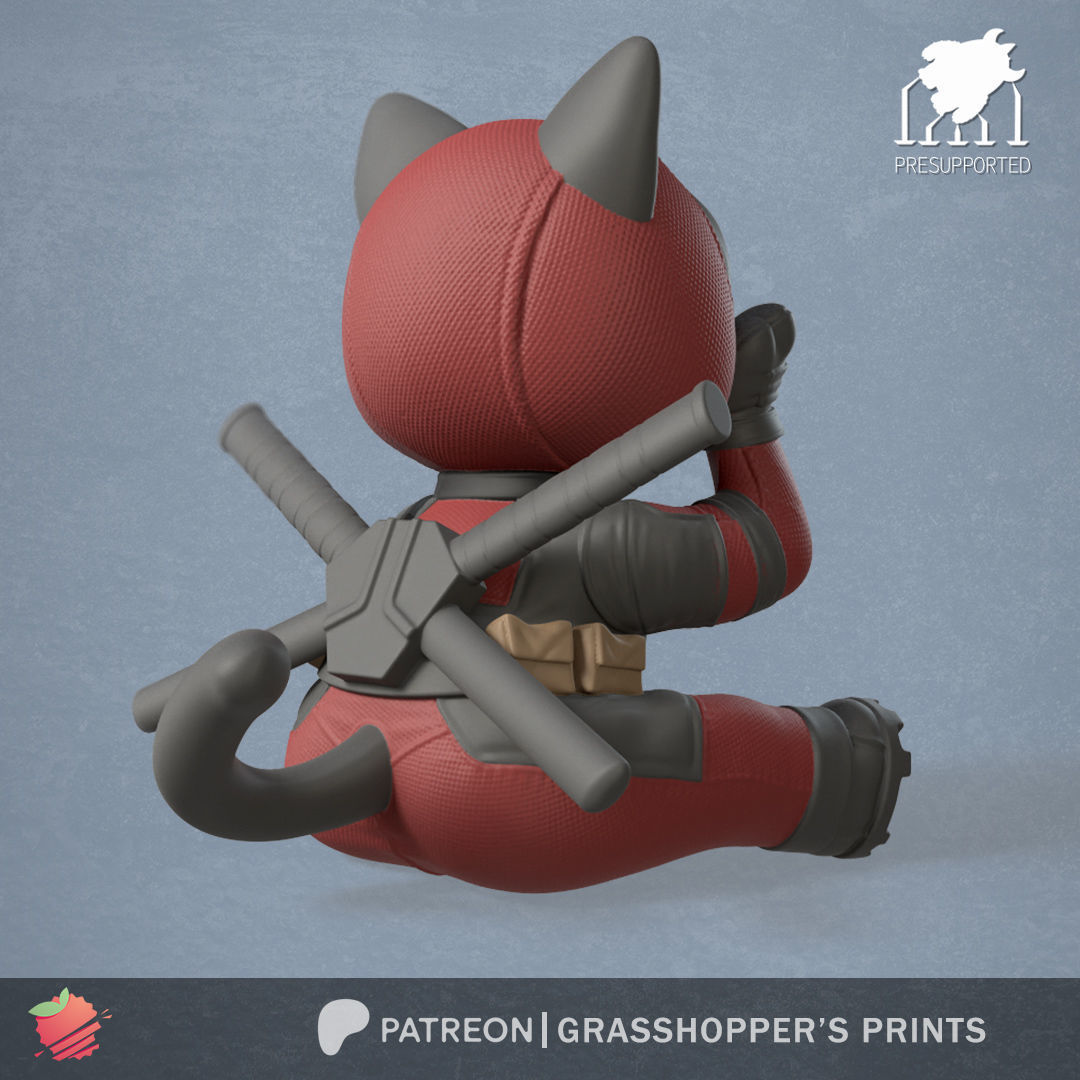 Catpool aka Deadpool Cat 3D print model_3