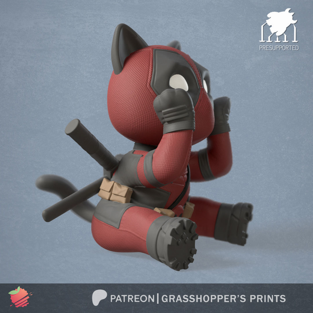 Catpool aka Deadpool Cat 3D print model_2