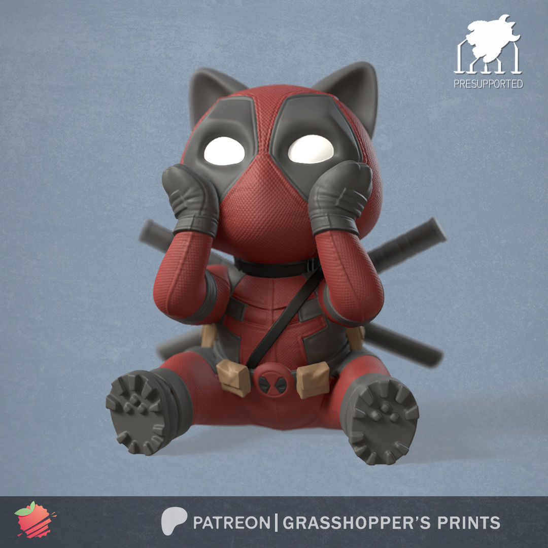 Catpool aka Deadpool Cat 3D print model_1