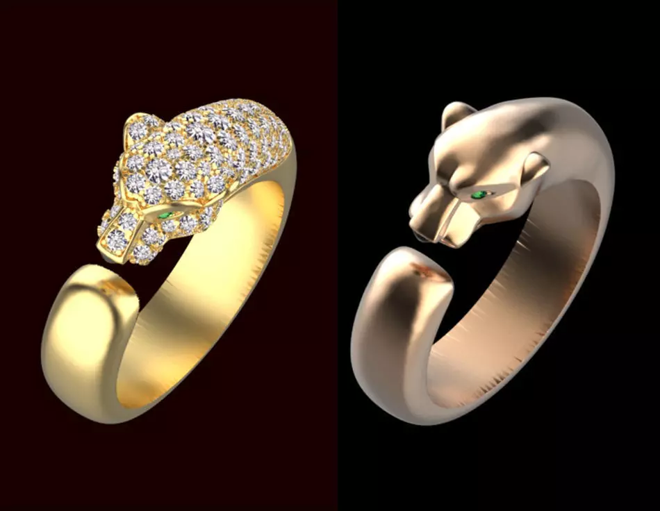 rings gold PANTHER 3D print model_0