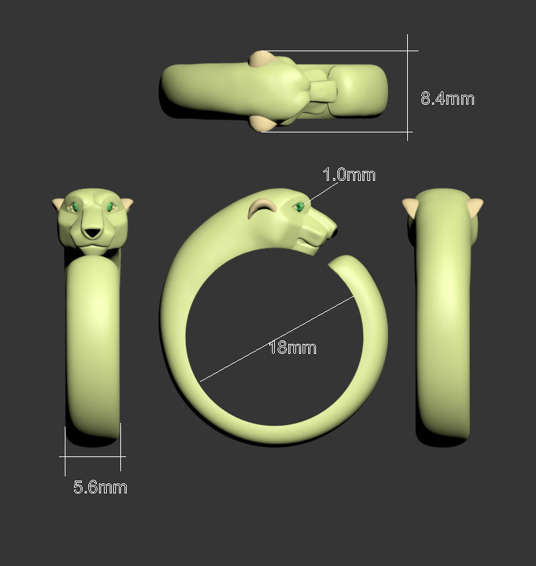 rings gold PANTHER 3D print model_6