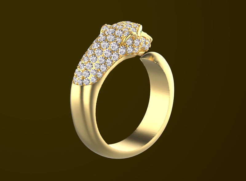 rings gold PANTHER 3D print model_15