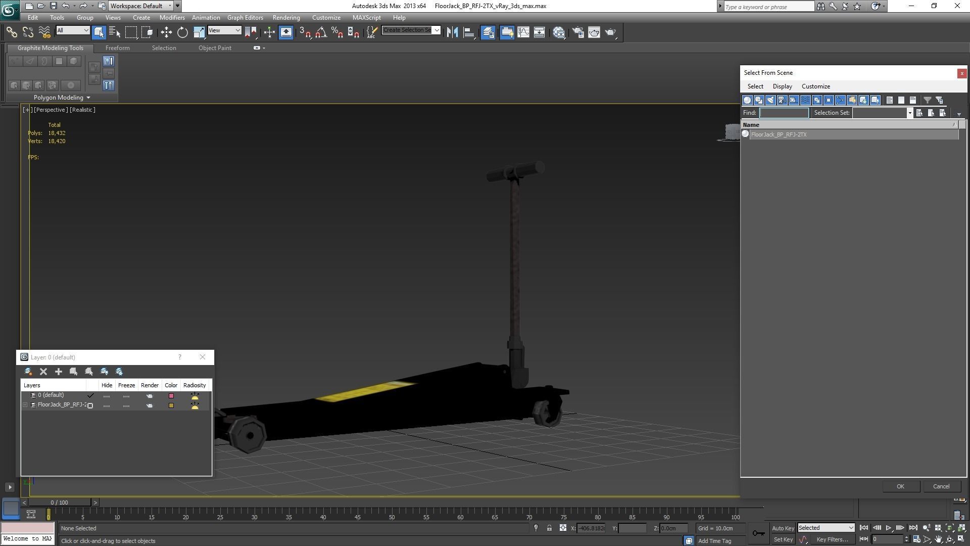 Floor Car Jack Black Low-poly 3D model_19