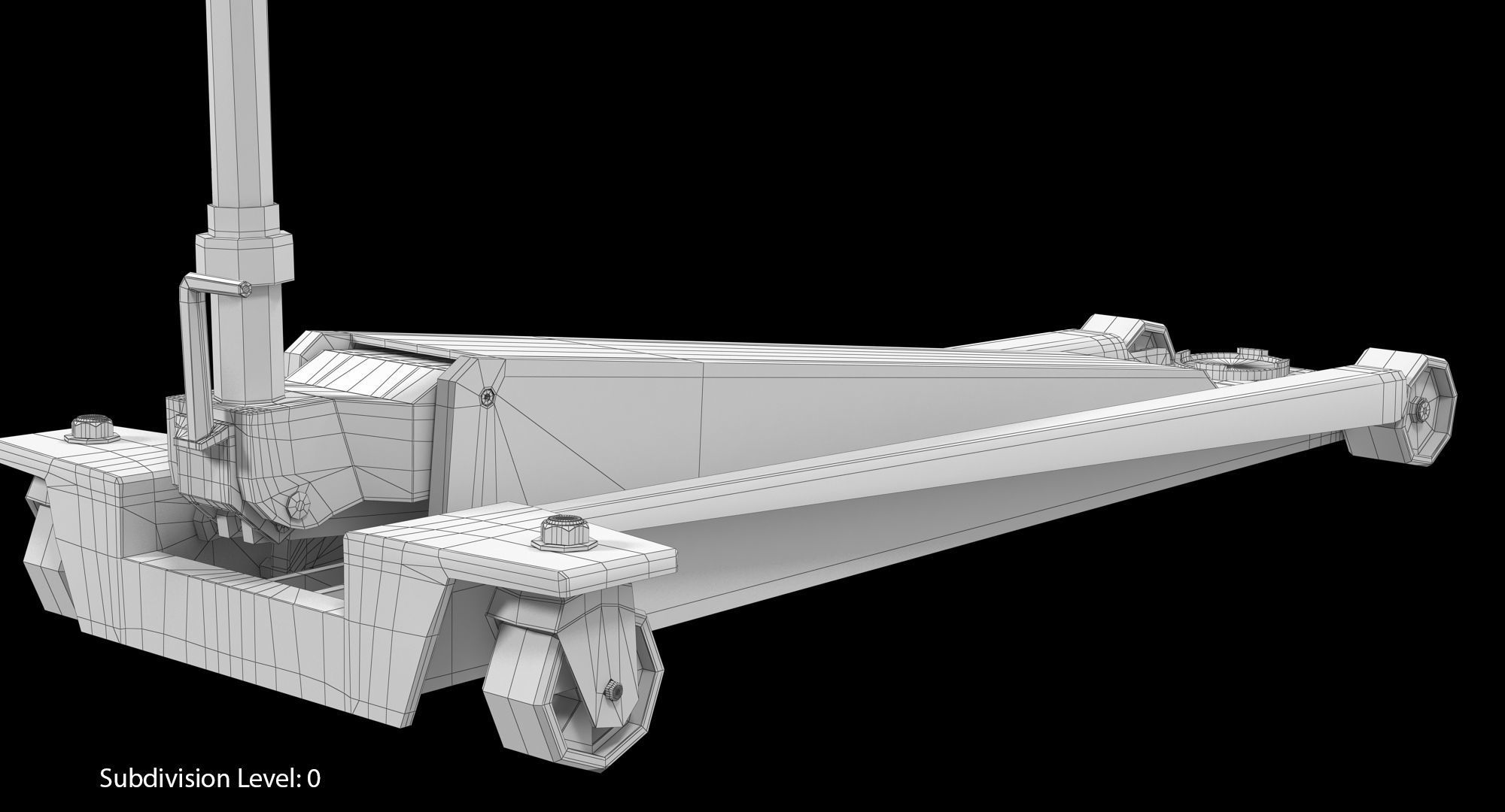 Floor Car Jack Black Low-poly 3D model_7