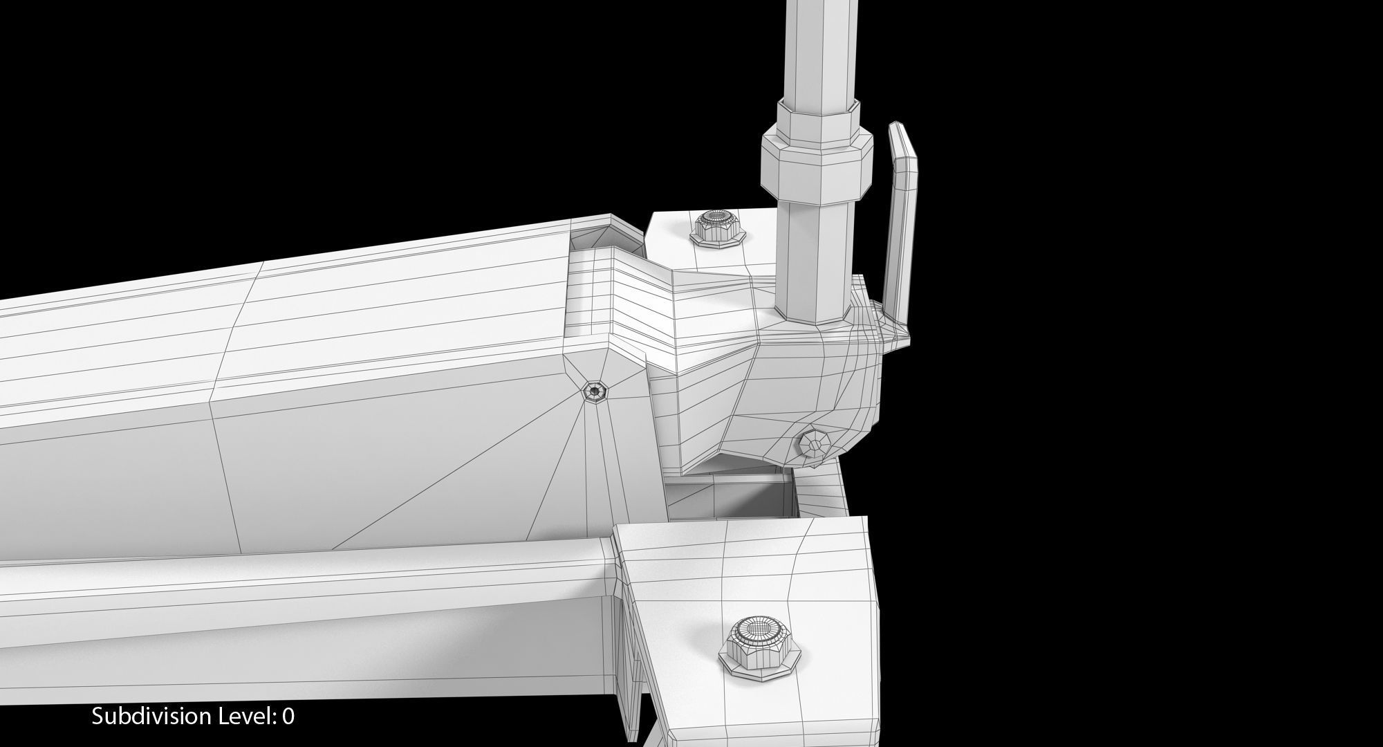 Floor Car Jack Black Low-poly 3D model_12