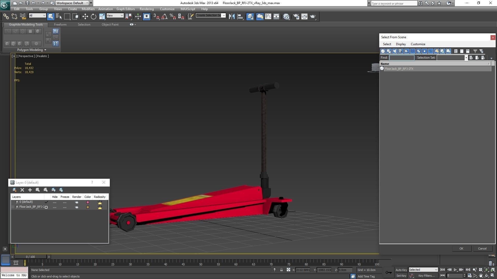 Floor Car Jack Red Low-poly 3D model_20