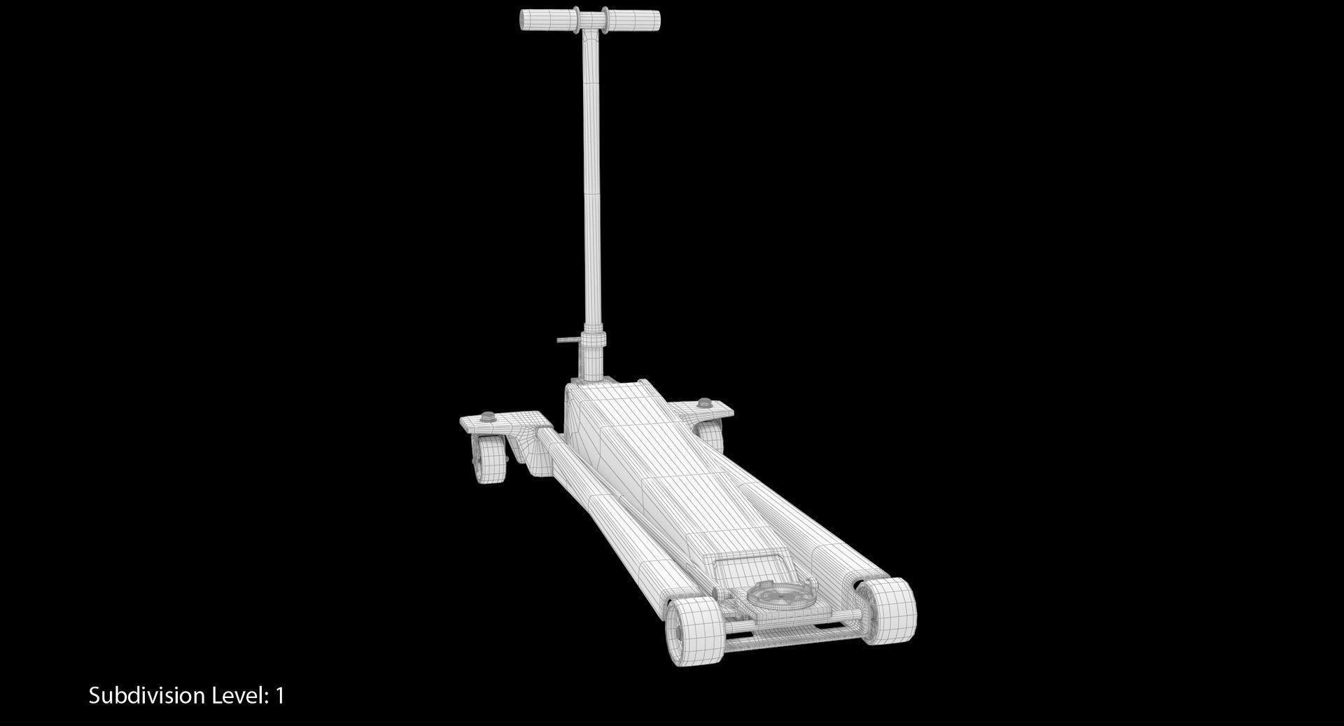 Floor Car Jack Yellow Low-poly 3D model_12