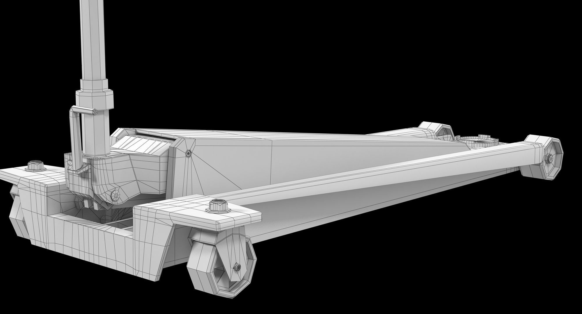 Floor Car Jack Yellow Low-poly 3D model_7
